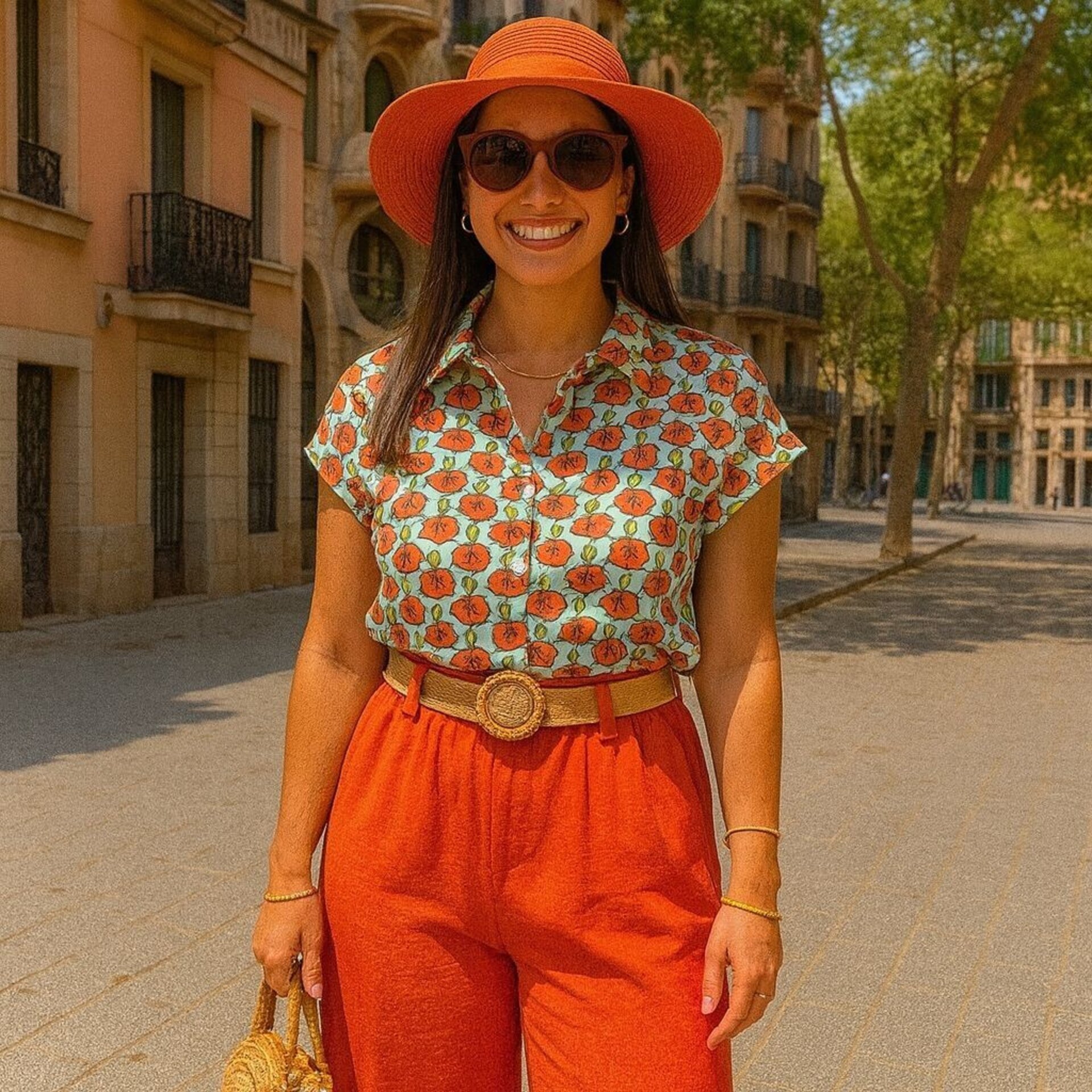 Camisa floral de algodón - 1